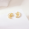 Minimalist S925 Sterling Silver Clear Cubic Zirconia Star with Moon Stud Earrings LK9436-2