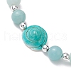 8mm Round Natural Lava Rock & Amazonite Beaded Stretch Bracelets BJEW-JB10501-4