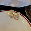 Square Alloy Crystal Rhinestone Dangle Stud Earrings FS-WG1452E-01-4