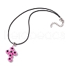 Glass Seed Beads & Synthetic Blue Goldstone Beaded Cross Pendant Necklaces NJEW-MZ00103-5