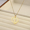 201 Stainless Steel Flower Heart Initial Pendant Necklaces for Women FS-WG08285-11-1