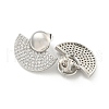 Fan Brass Pave Clear Cubic Zirconia Stud Earrings EJEW-M258-34P-1