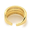 Rack Plating Five Row Brass Micro Pave Cubic Zirconia Open Cuff Ring RJEW-C082-14G-3