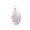 Natural Cowrie Shell & Handmade Polymer Clay Copper Wire Wrapped Pendants PALLOY-JF03818-01-3