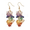 Reiki Natural Mixed Stone Chip Beads Dangle Earrings for Girl Women EJEW-JE04654-1