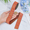 7M Ethnic Style Polyester Flower Jacquard Ribbons SRIB-WH0011-186B-3