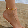 Sweet and Lovely Grass Beaded & Iron Paperclip Chain Anklets for Daily Vacation Gift XC5889-1-1