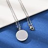 304 Stainless Steel Flat Round Pendant Pet Urn Ashes Necklaces NJEW-S455-01P-2