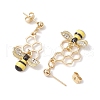 Brass and Alloy Bees & Honeycomb Stud Earrings EJEW-TA00489-4