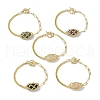 Double Terminal Pointed Mixed Gemstone Link Macrame Pouch Bracelets BJEW-JB10277-1