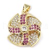 Rack Plating Brass Micro Pave Cubic Zirconia Pendants KK-K341-49G-01-1