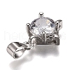 Brass Micro Pave Clear Cubic Zirconia Pendants ZIRC-Z013-06P-3