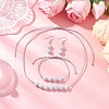 Round Natural Chalcedony Imitation Aquamarine Beaded Necklace & Bracelet & Dangle Earring Sets SJEW-JS01336-2