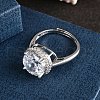 Adjustable 925 Sterling Silver Micro Pave Cubic Zirconia Cuff Rings for Women RJEW-F183-01B-01-3