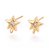 Brass Micro Pave Clear Cubic Zirconia Stud Earring Findings MAK-T011-11G-03-1