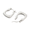 Texture Rectangle 304 Stainless Steel Hoop Earrings for Women EJEW-C067-08P-2
