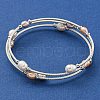 Mother's Day Jewellery Four-Loops Brass & Natural Freshwater Pearl Beaded Wrap Bracelets for Women BJEW-F470-02S-2