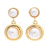 Flat Round 304 Stainless Steel Dangle Stud Earrings EJEW-C142-08G-4
