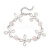 Alloy Natural Rose Quartz Link Bracelets for Women BJEW-JB11684-01-2