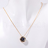 Brass Pave Blue Cubic Zirconia Flat Round with Constellation Pendant Necklaces WGDD0B3-03-1