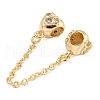 Rack Plating Brass Micro Pave Cubic Zirconia European Beads with Safety Chains KK-F089-30G-2