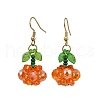 Halloween Theme Pumpkin Handmade Glass Seed Beaded Dangle Earrings EJEW-MZ00480-01-2