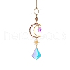 Glass & Brass Moon Star Pendant Decorations HJEW-PW0002-06A-1