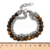 Natural Tiger Eye Round Beads Multi-strand Bracelets BJEW-D330-02P-08-5
