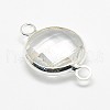 Silver Color Plated Brass Glass Links connectors GLAA-J011A-S-4