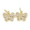 Brass with Clear Cubic Zirconia Charms with Jump Rings KK-Q820-08G-1
