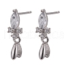 Rhodium Plated 925 Sterling Silver Stud Earring Findings STER-F048-34P-1