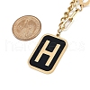 Ion Plating(IP) 304 Stainless Steel Black Enamel H Rectangle Pendant Twisted Chain Necklaces for Women NJEW-M078-01G-4