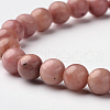 Natural Rhodonite Round Bead Stretch Bracelets BJEW-L594-D01-2