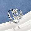 Brass Micro Pave Cubic Zirconia Cuff Rings for Women RJEW-D322-04P-1