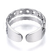 304 Stainless Steel Curb Chains Shape Open Cuff Ring for Women RJEW-N040-31-3