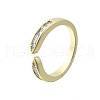 Brass Micro Pave Clear Cubic Zirconia Open Cuff Rings for Women RJEW-F179-06G-2