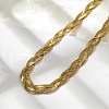 304 Stainless Steel Interlocking Triple Herringbone Chain Necklace for Men Women NJEW-H167-01G-3