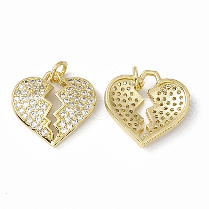 Rack Plating Brass Micro Pave Clear Cubic Zirconia Pendants ZIRC-C041-07G-1