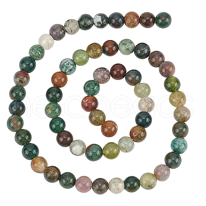 ANATTASOUL 2 Strands Round Natural Indian Agate Gemstone Beads Strands G-AN0001-03-1