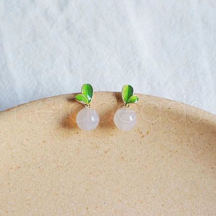 Alloy Enamel Leaf & Round Stud Earrings FS-WGE0AD6-46-1