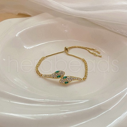Aloy Rhinestone Slider Bracelets BJEW-H206-01G-1