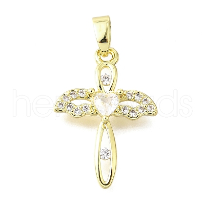 Brass Micro Pave Cubic Zirconia Pendants KK-V007-43G-1