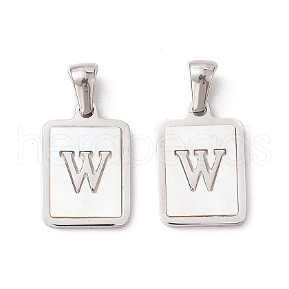 304 Stainless Steel Pave Shell Pendants STAS-G327-01P-W-1
