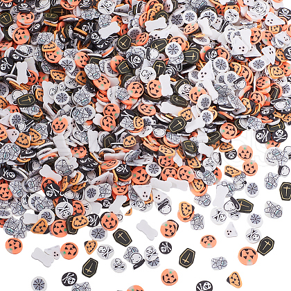 SUNNYCLUE 5000Pcs 10 Styles Halloween Theme Handmade Polymer Clay Cabochons CLAY-SC0002-02-1