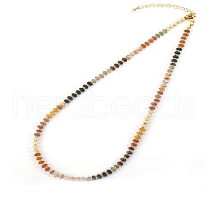 Colorful Natural Red Aventurine & Strawberry Quartz & Green Aventurine Rondelle Beaded Necklaces for Summer Beach Style CL7611-3-1