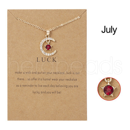 Moon & Star Alloy Rhinestone Birth Stone Pendant Necklaces WG0039E-07-1