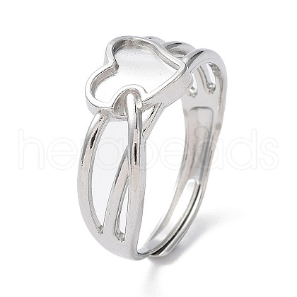 304 Stainless Steel Hollow Heart Adjustable Rings RJEW-D006-22P-1