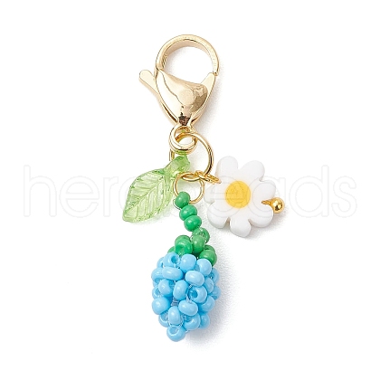 Sunflower Bud Acrylic Glass Seed Beaded Pendant Decorations HJEW-MZ00229-04-1