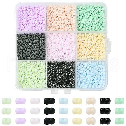 90g 9 Colors Glass Frosted Seed Beads SEED-YW0002-53A-1
