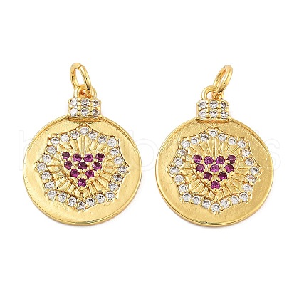 Rack Plating Brass Micro Pave Cubic Zirconia Pendants KK-Z071-65G-1